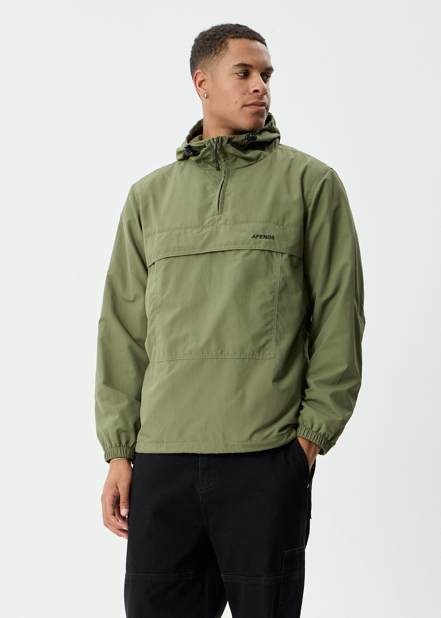AFENDS Mens System - Water Resistant Spray Anorak Jacket - Military