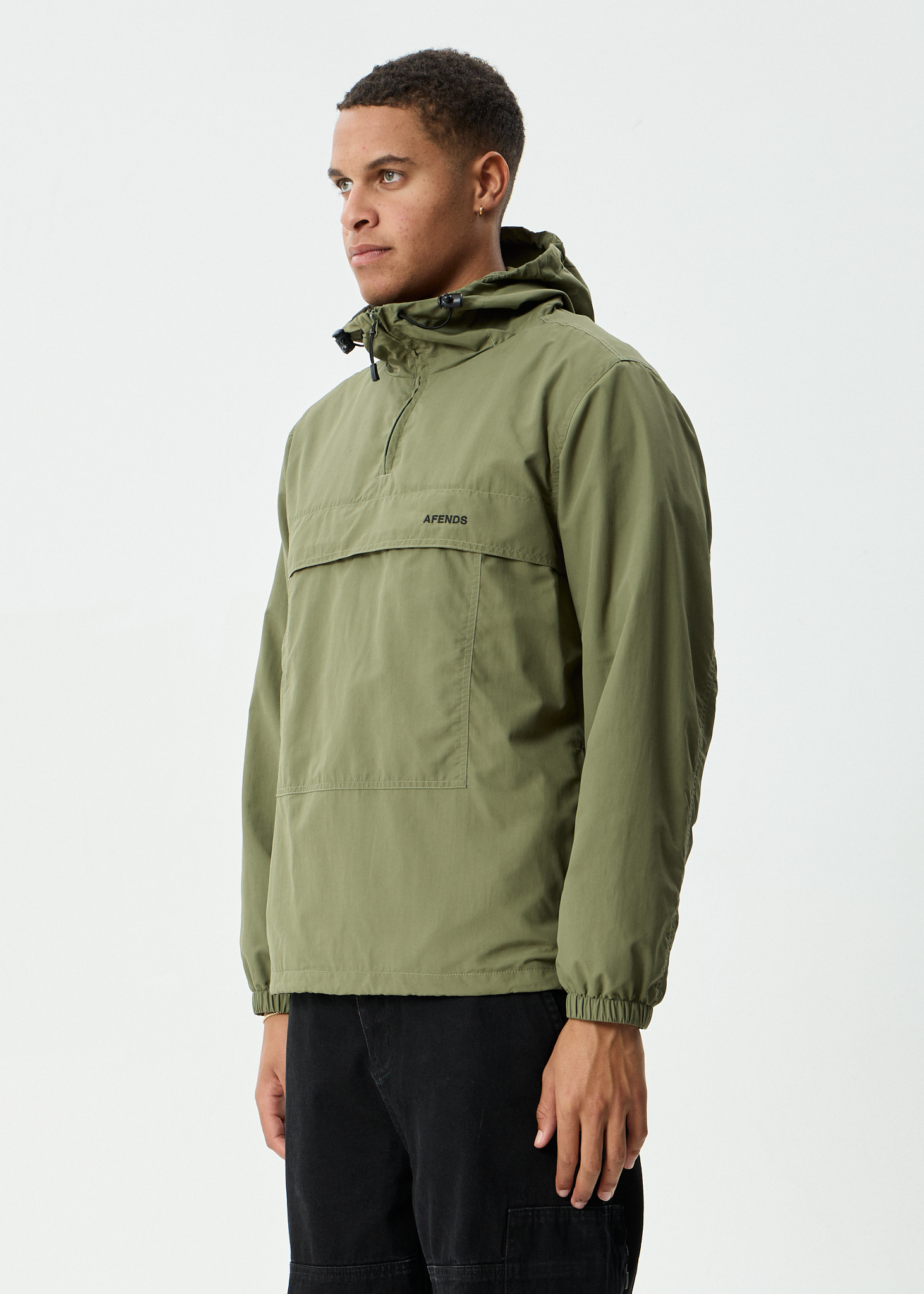AFENDS Mens System - Water Resistant Spray Anorak Jacket - Military