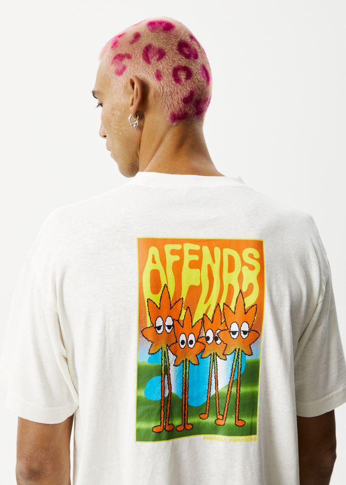 Afends Mens Vibrations - Hemp Boxy Graphic T-Shirt - Off White 
