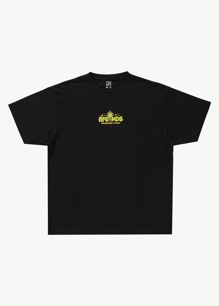 Afends Mens Programmed - Hemp Boxy Graphic Logo T-Shirt - Black 