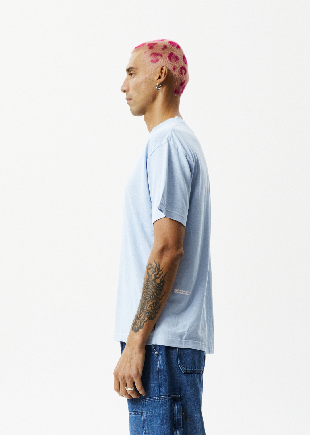 AFENDS Mens Programmed - Boxy Graphic Logo T-Shirt - Powder Blue 