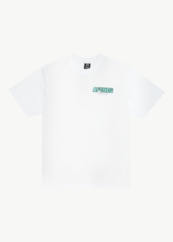 Afends Mens World - Recycled Retro Graphic Logo T-Shirt - White 