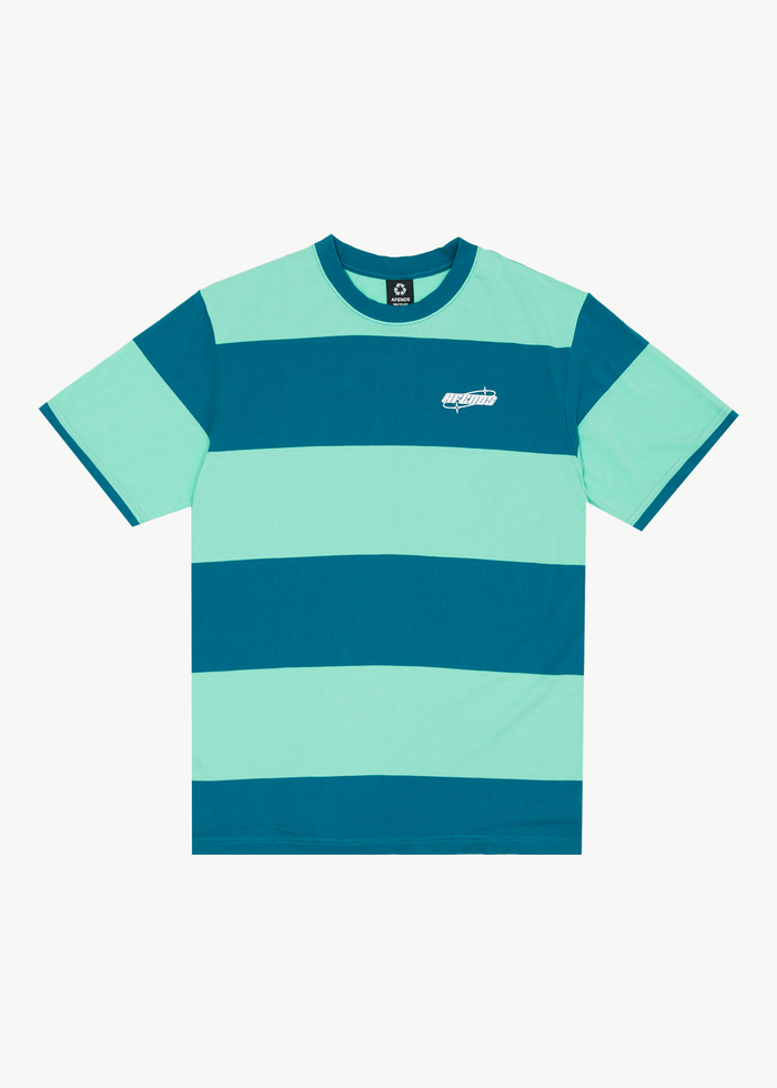 Afends Mens Continual - Recycled Retro Graphic Logo T-Shirt - Jade Stripe 