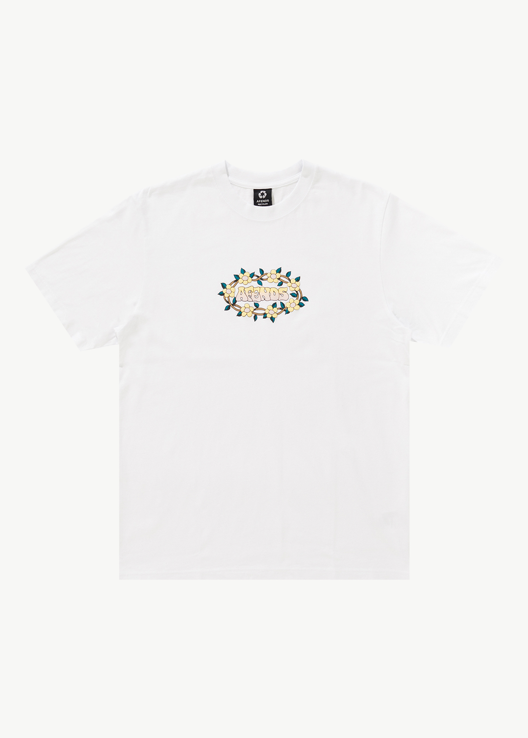 AFENDS Mens Bloom - Retro Graphic Logo T-Shirt - White 