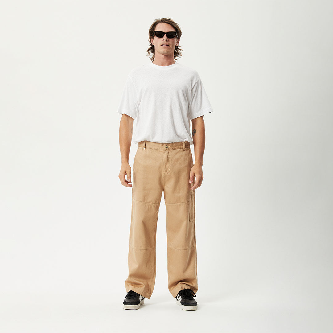 AFENDS Mens Sleepy Hollow Richmond - Twill Baggy Workwear Pant - Tan M231400-TAN-28