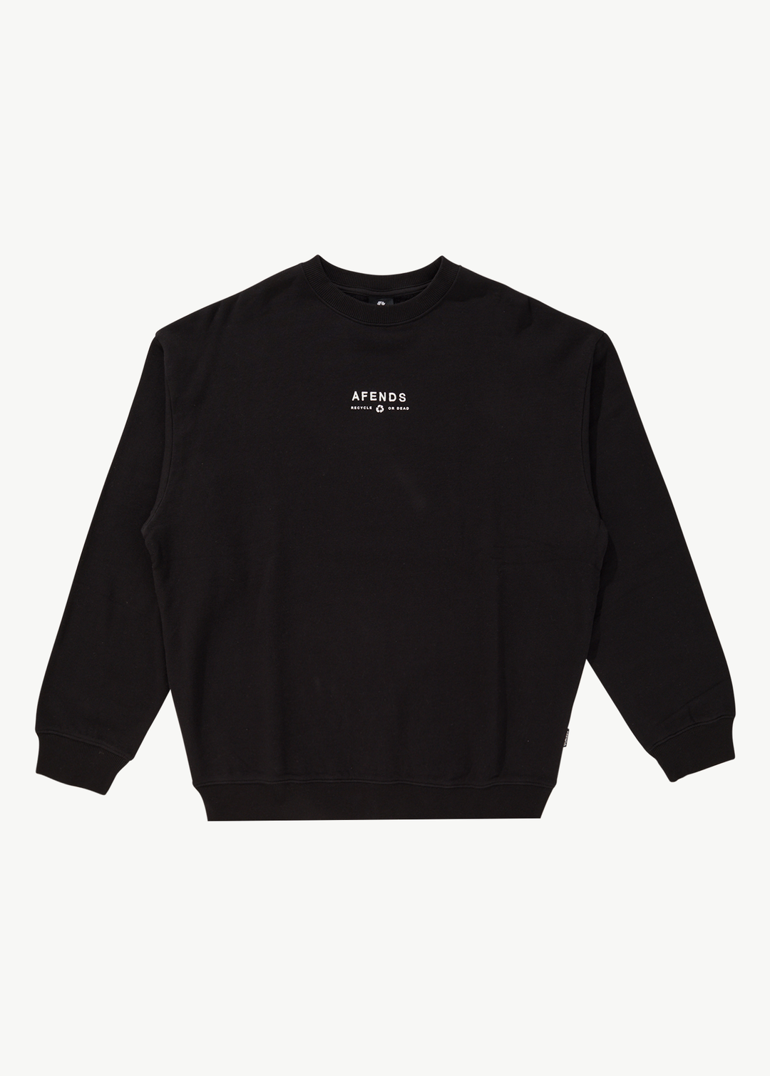 AFENDS Mens Calico - Crew Neck Jumper - Black 