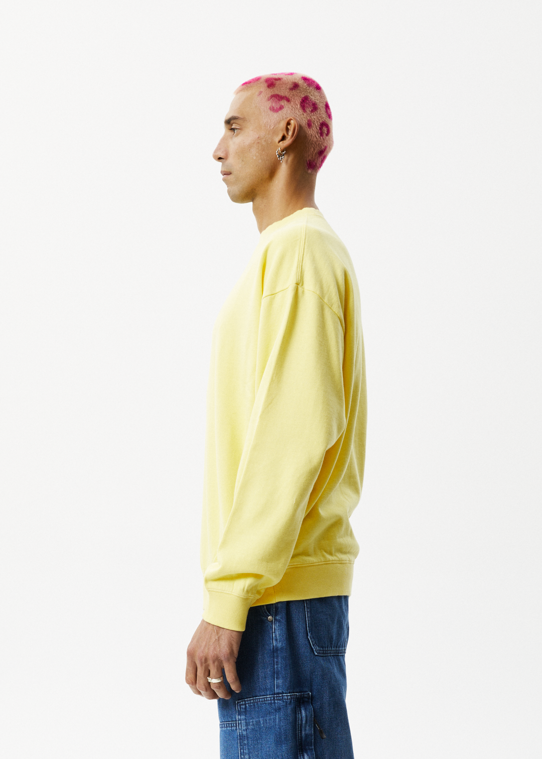 AFENDS Mens Bloom - Crew Neck Jumper - Butter 