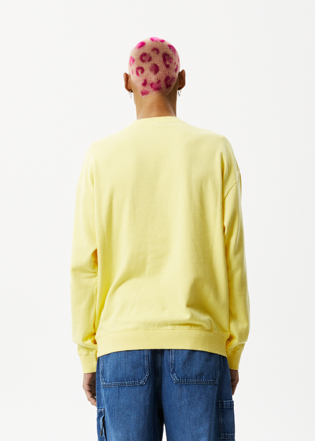 AFENDS Mens Bloom - Crew Neck Jumper - Butter 