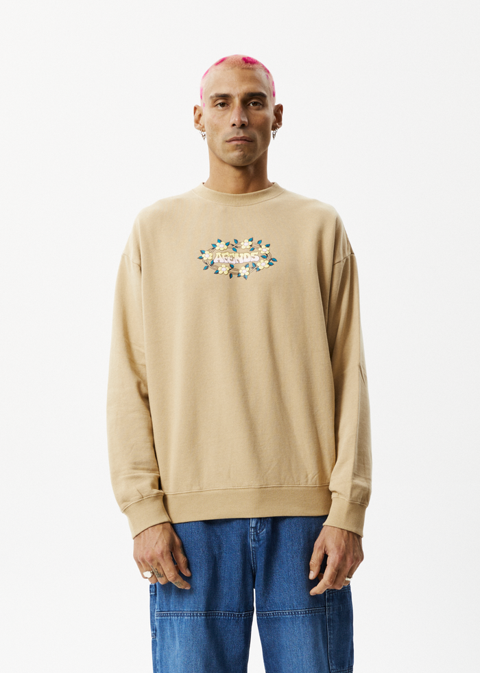 Afends Mens Bloom - Recycled Crew Neck Jumper - Tan 