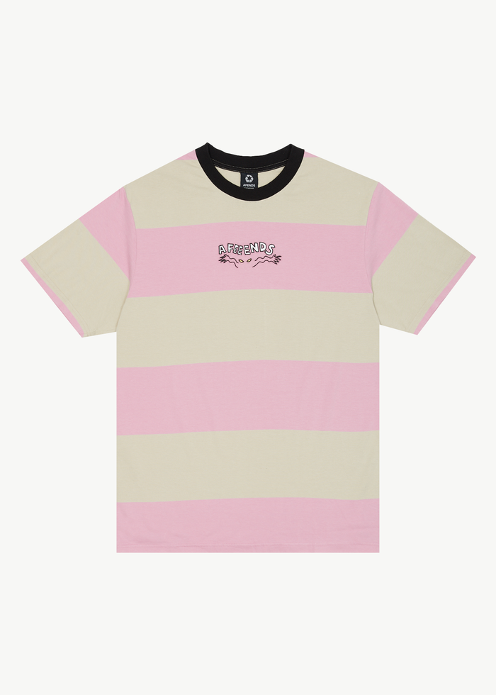 Afends Mens Space - Striped Retro Logo T-Shirt - Candy Stripe 