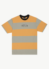 Afends Mens Space - Stripes Retro Logo T-Shirt - Mustard Stripe - Afends mens space   stripes retro logo t shirt   mustard stripe 