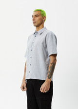 Afends Mens Intergalactic -  Short Sleeve Shirt - Navy Stripe - Afends mens intergalactic    short sleeve shirt   navy stripe 