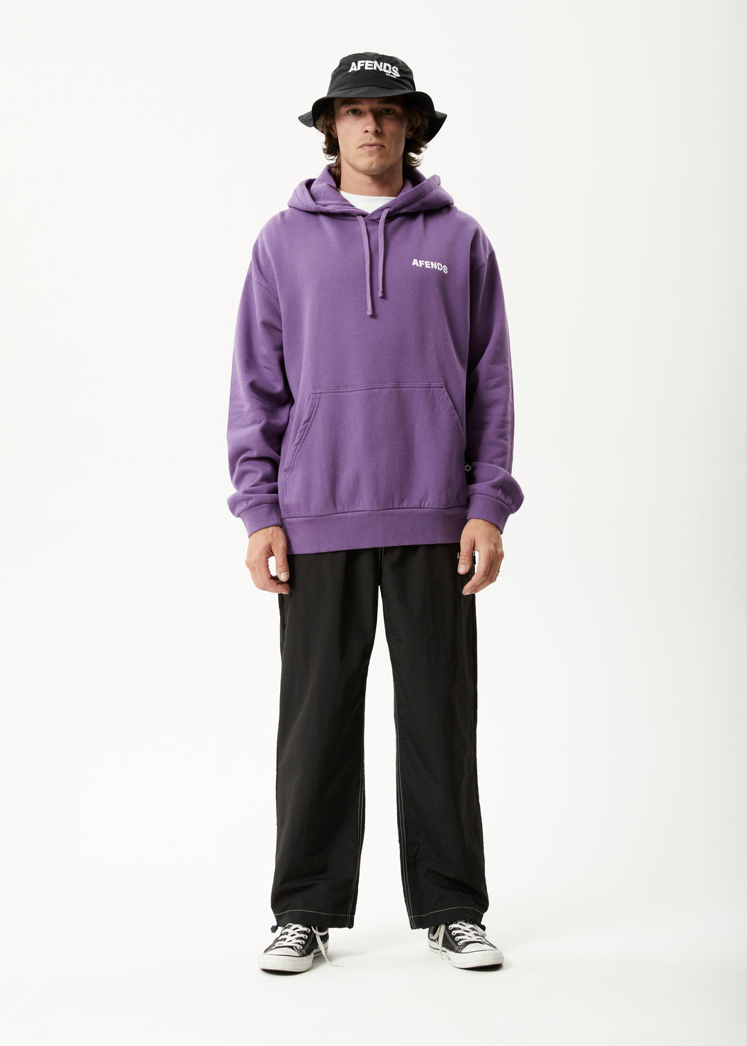 AFENDS Mens Vinyl - Logo Hoodie - Faded Purple 