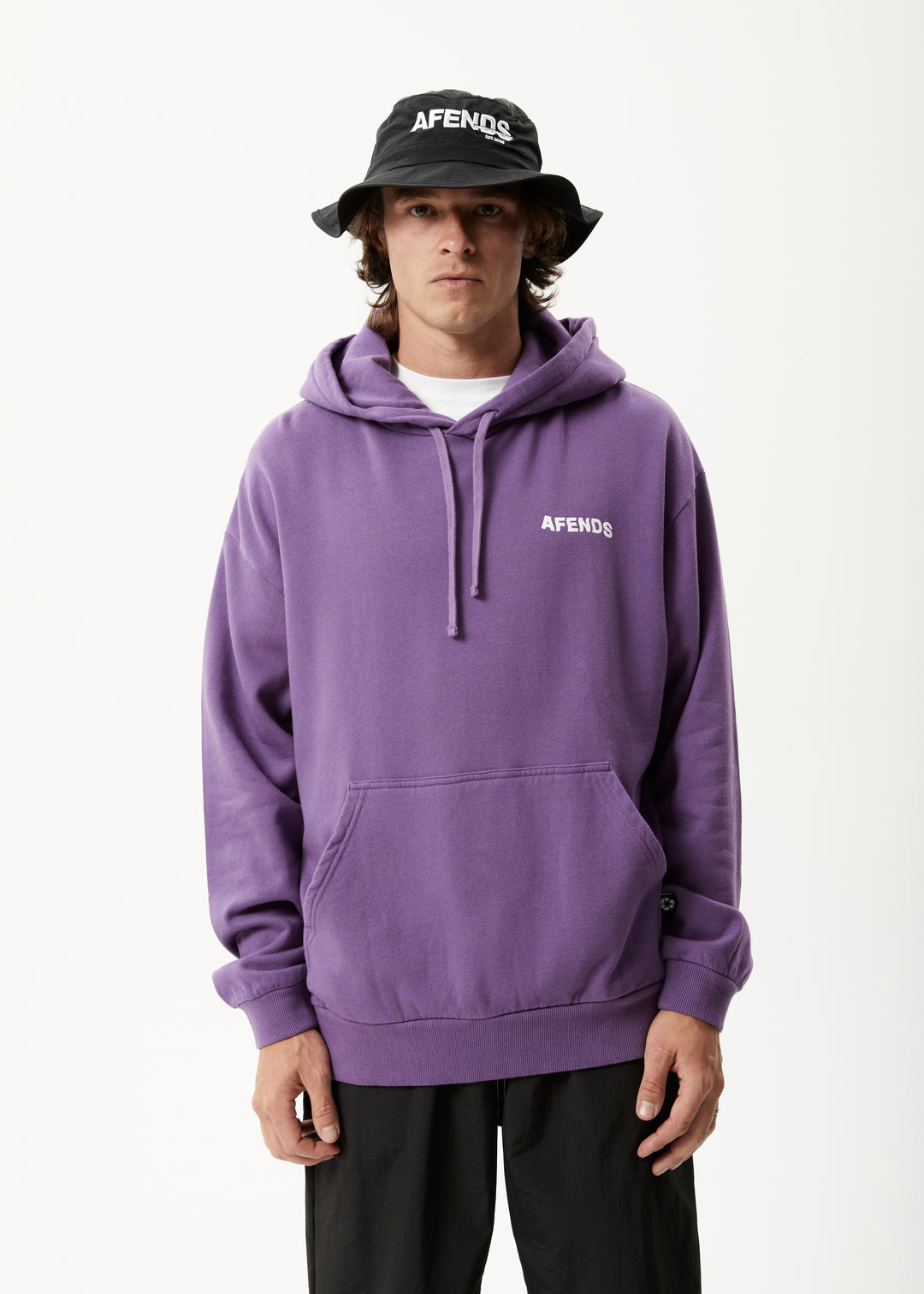 AFENDS Mens Vinyl - Logo Hoodie - Faded Purple 