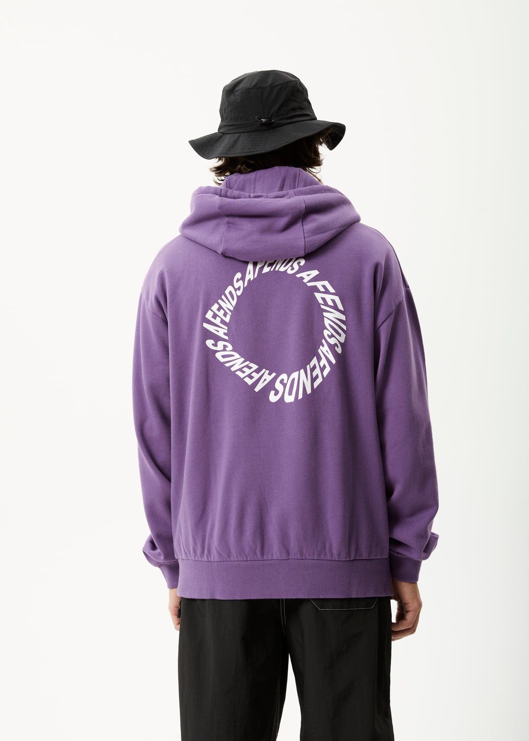 AFENDS Mens Vinyl - Logo Hoodie - Faded Purple 