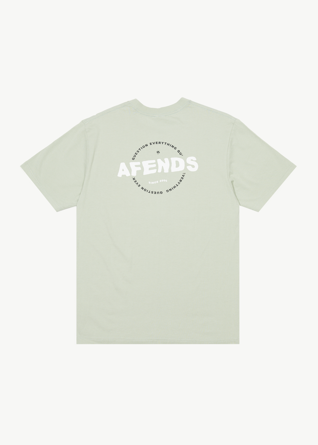 AFENDS Mens Questions - Graphic Retro T-Shirt - Eucalyptus 