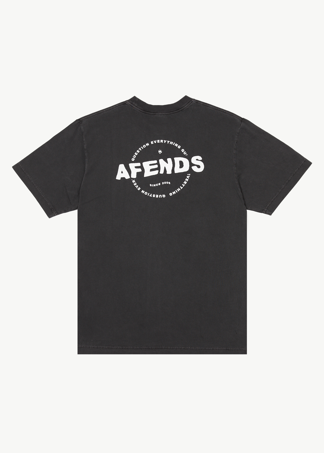 AFENDS Mens Questions - Graphic Retro T-Shirt - Stone Black 