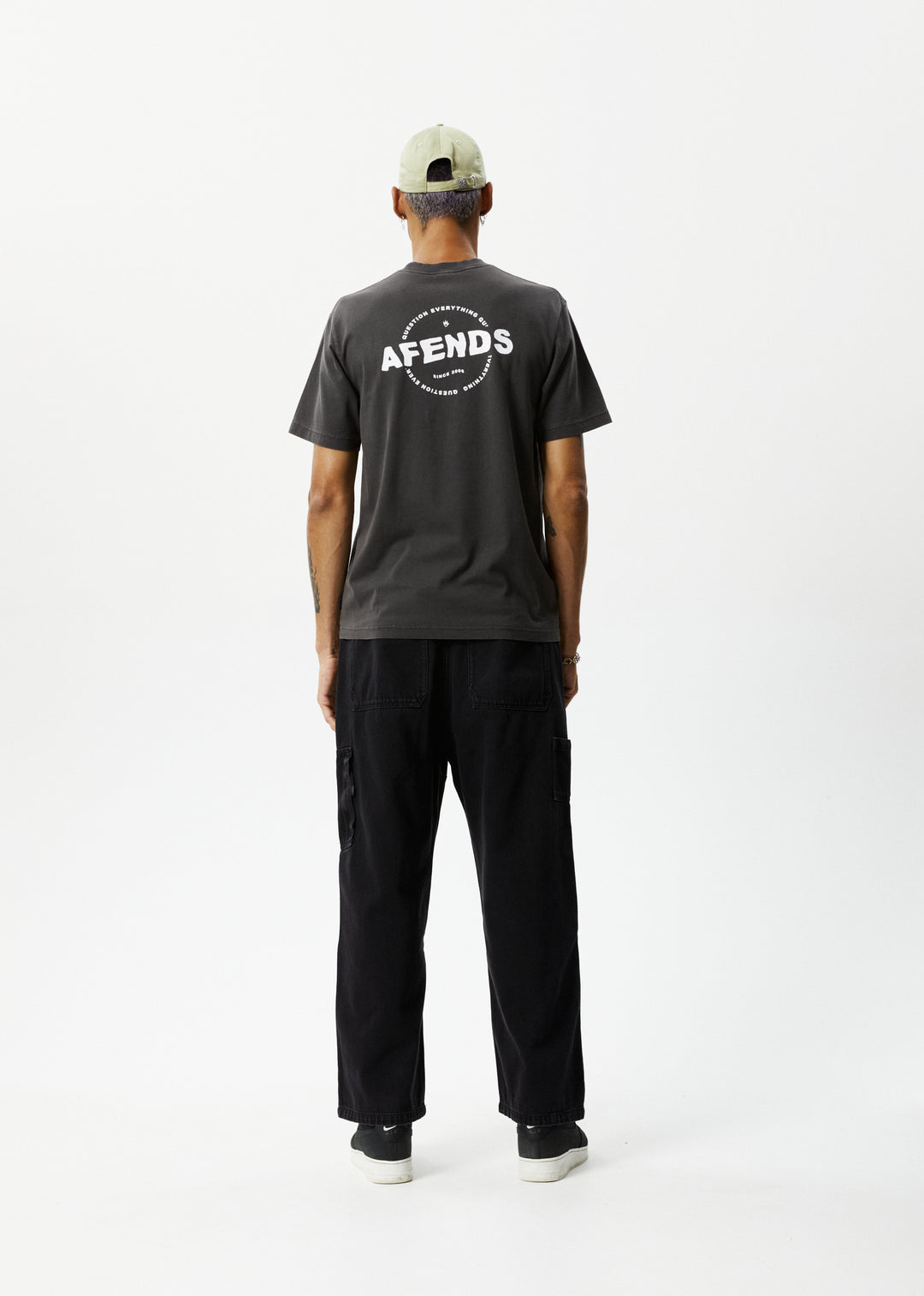 AFENDS Mens Questions - Graphic Retro T-Shirt - Stone Black 