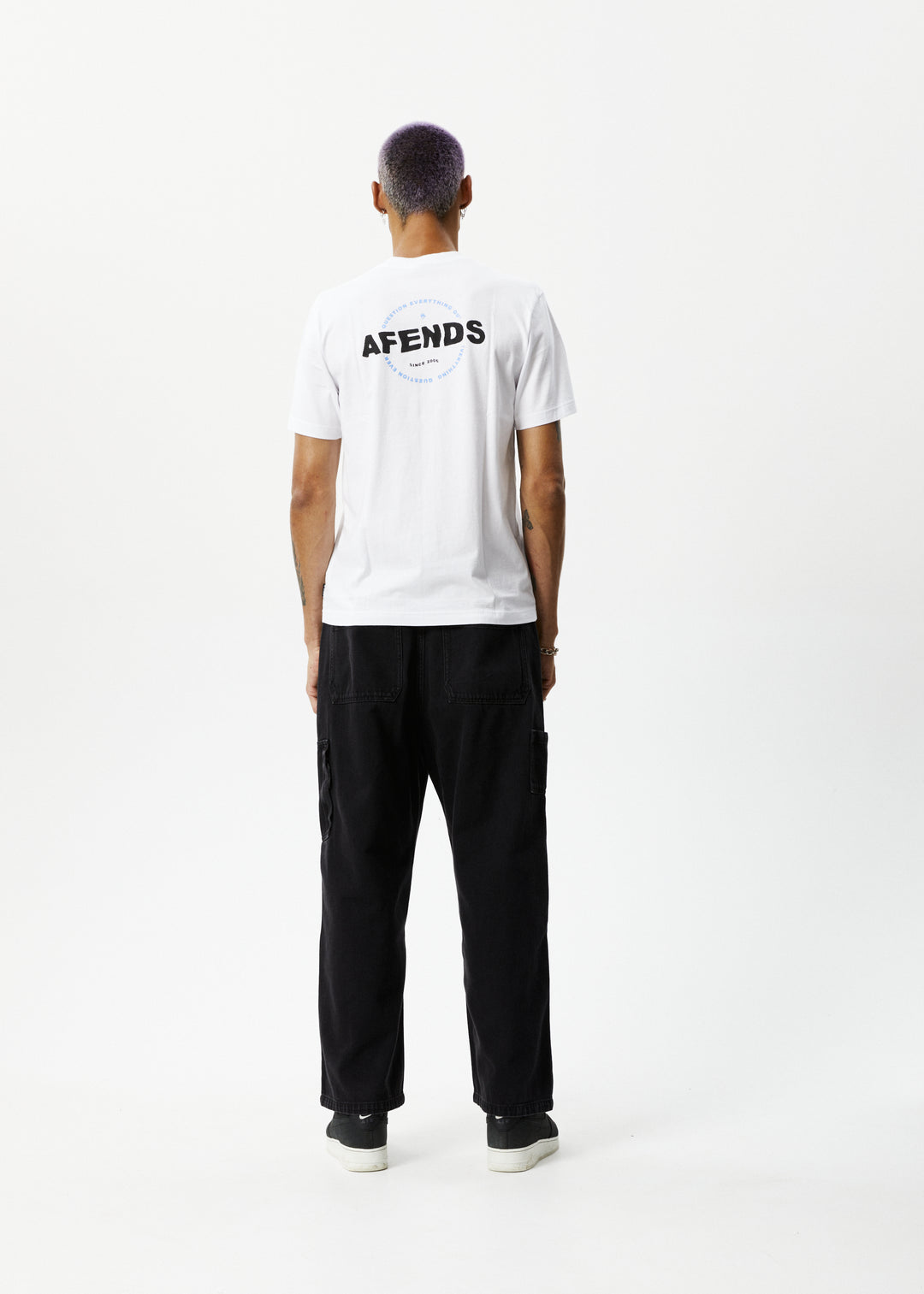 AFENDS Mens Questions - Graphic Retro T-Shirt - White 