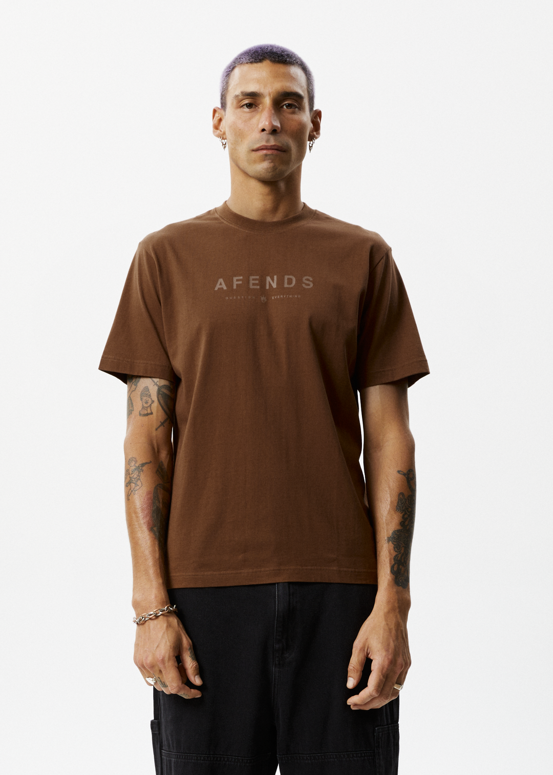 AFENDS Mens Thrown Out - Graphic Retro T-Shirt - Coffee 