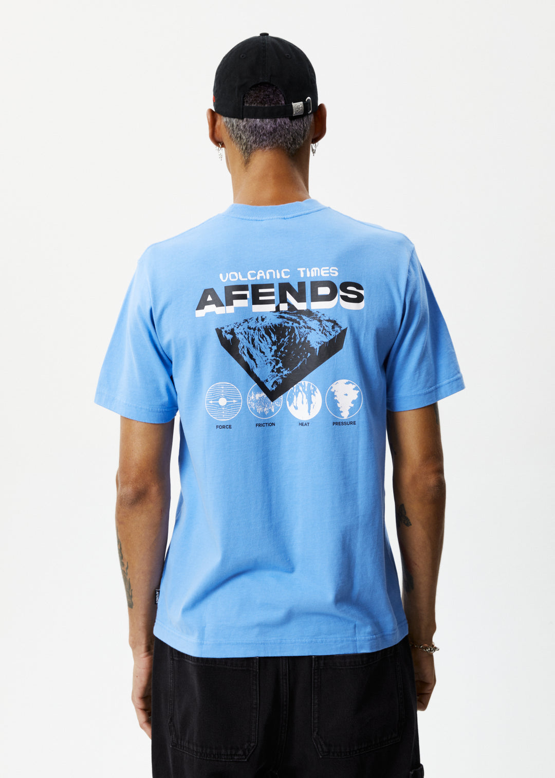 AFENDS Mens Volcanic Times - Graphic Retro T-Shirt - Arctic 