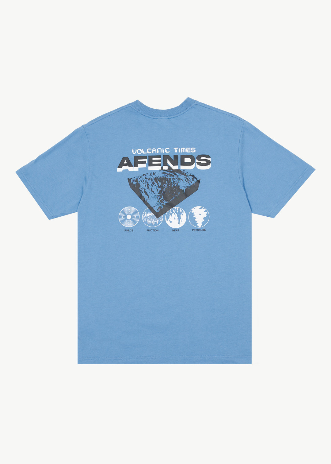 AFENDS Mens Volcanic Times - Graphic Retro T-Shirt - Arctic 