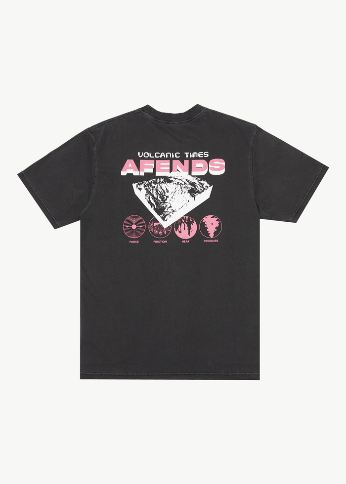 Afends Mens Volcanic Times - Graphic Retro  T-Shirt - Stone Black 
