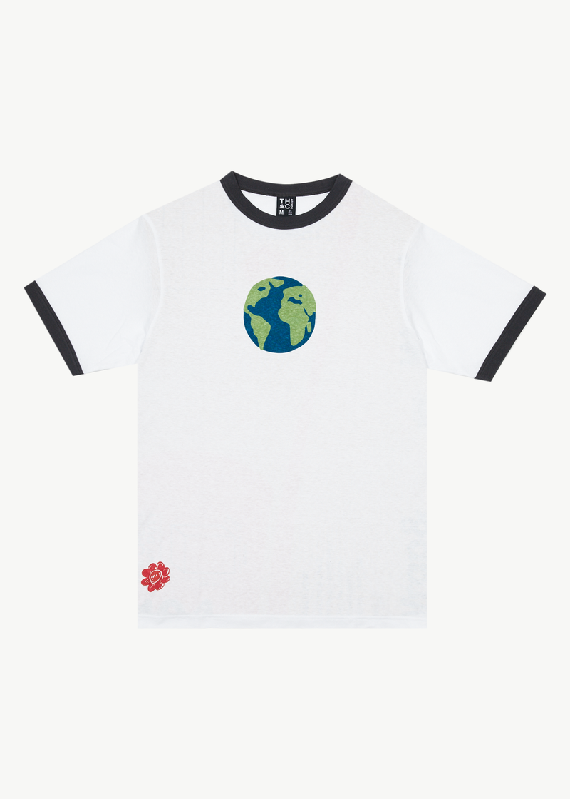 Afends Mens World - Graphic Ringer T-Shirt - White