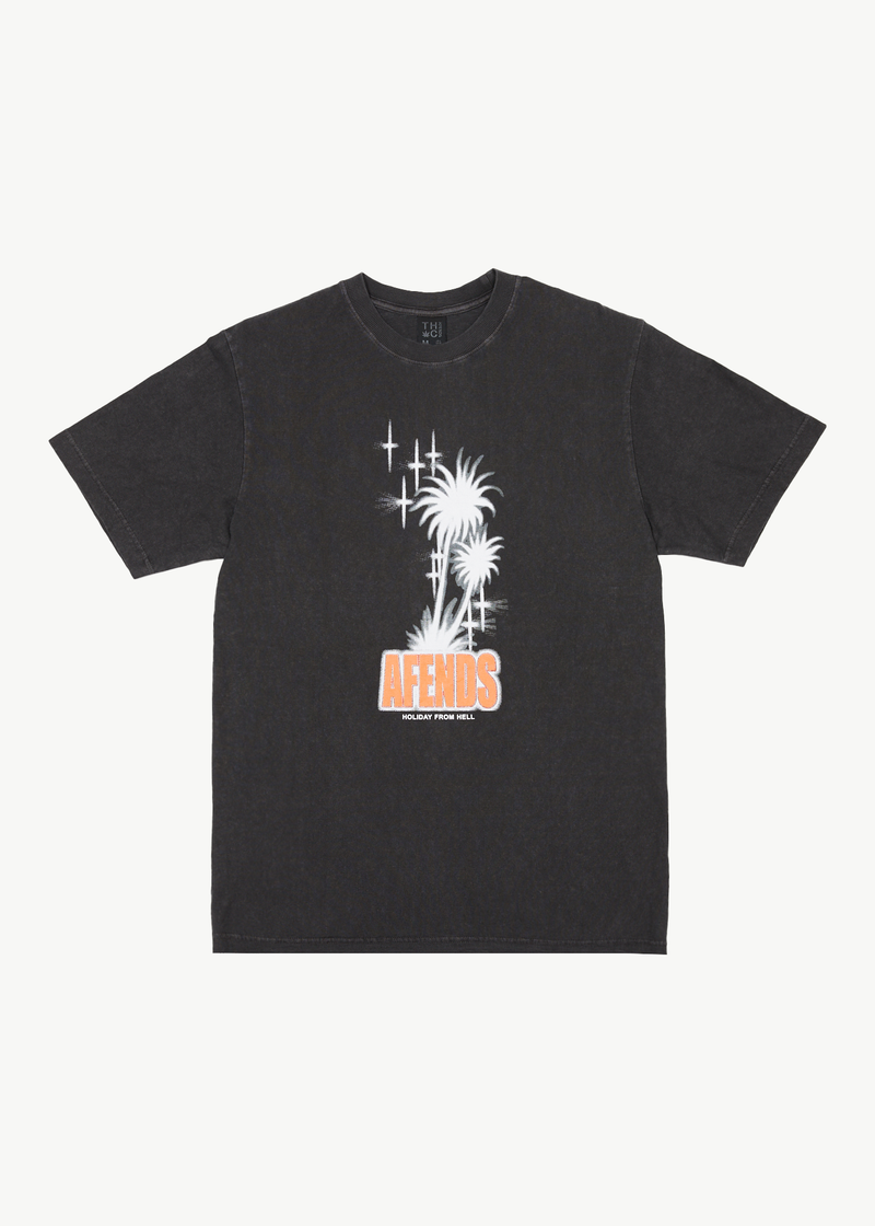 Afends Mens Tropics - Graphic Retro  T-Shirt - Stone Black