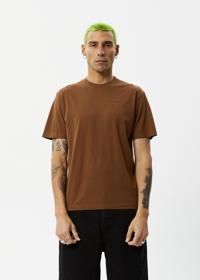 Afends Mens Outside - Graphic Retro  T-Shirt - Toffee 