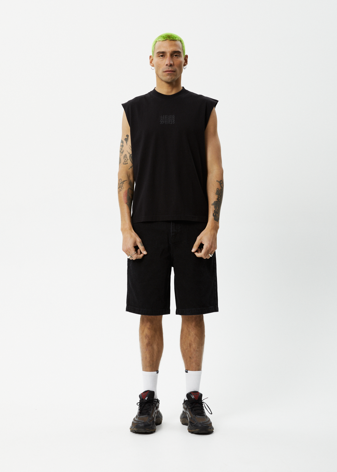 AFENDS Mens Limits - Graphic Sleeveless T-Shirt - Black 