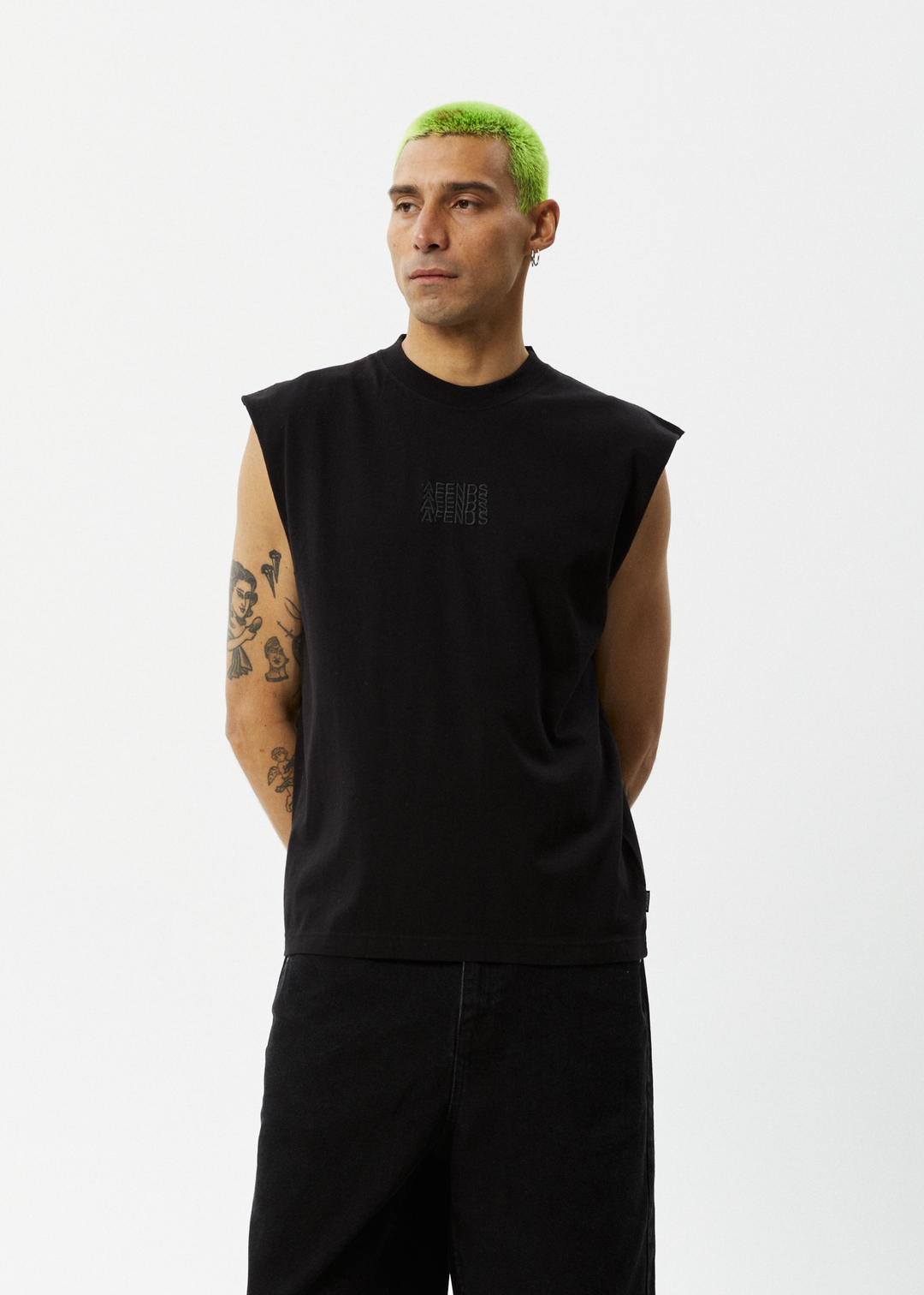 AFENDS Mens Limits - Graphic Sleeveless T-Shirt - Black 