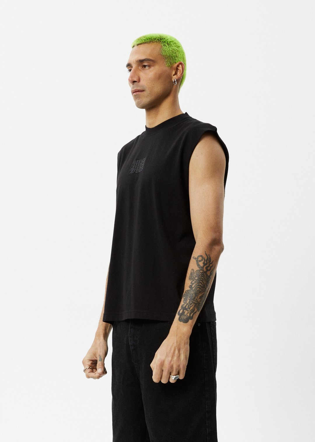 AFENDS Mens Limits - Graphic Sleeveless T-Shirt - Black 