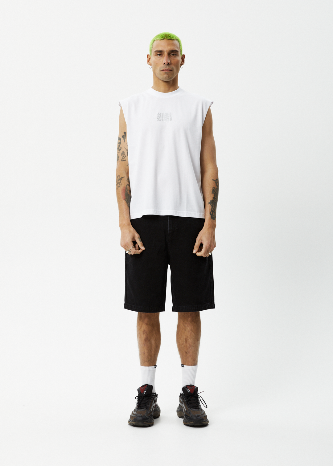 AFENDS Mens Limits - Graphic Sleeveless T-Shirt - White 