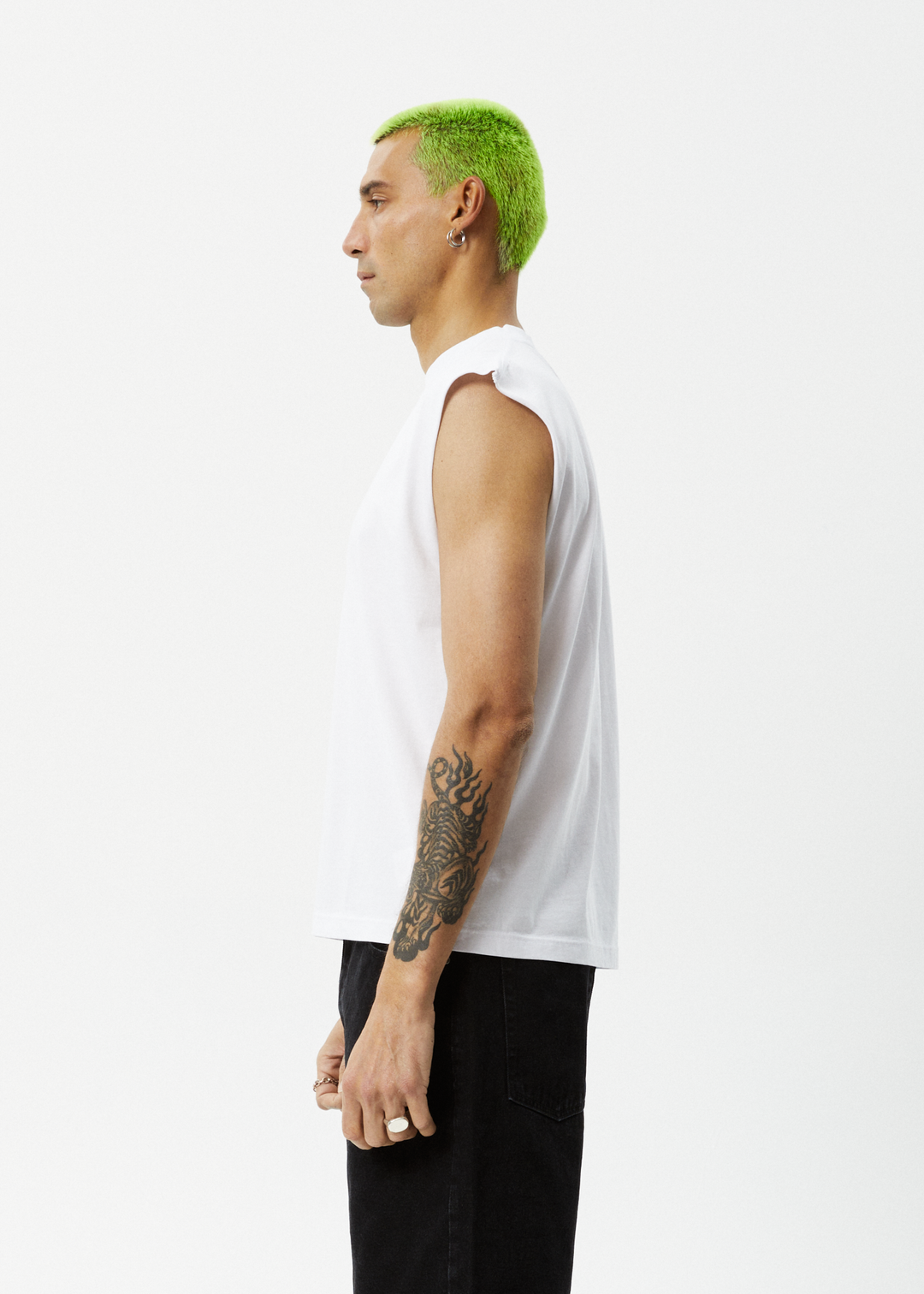 AFENDS Mens Limits - Graphic Sleeveless T-Shirt - White 