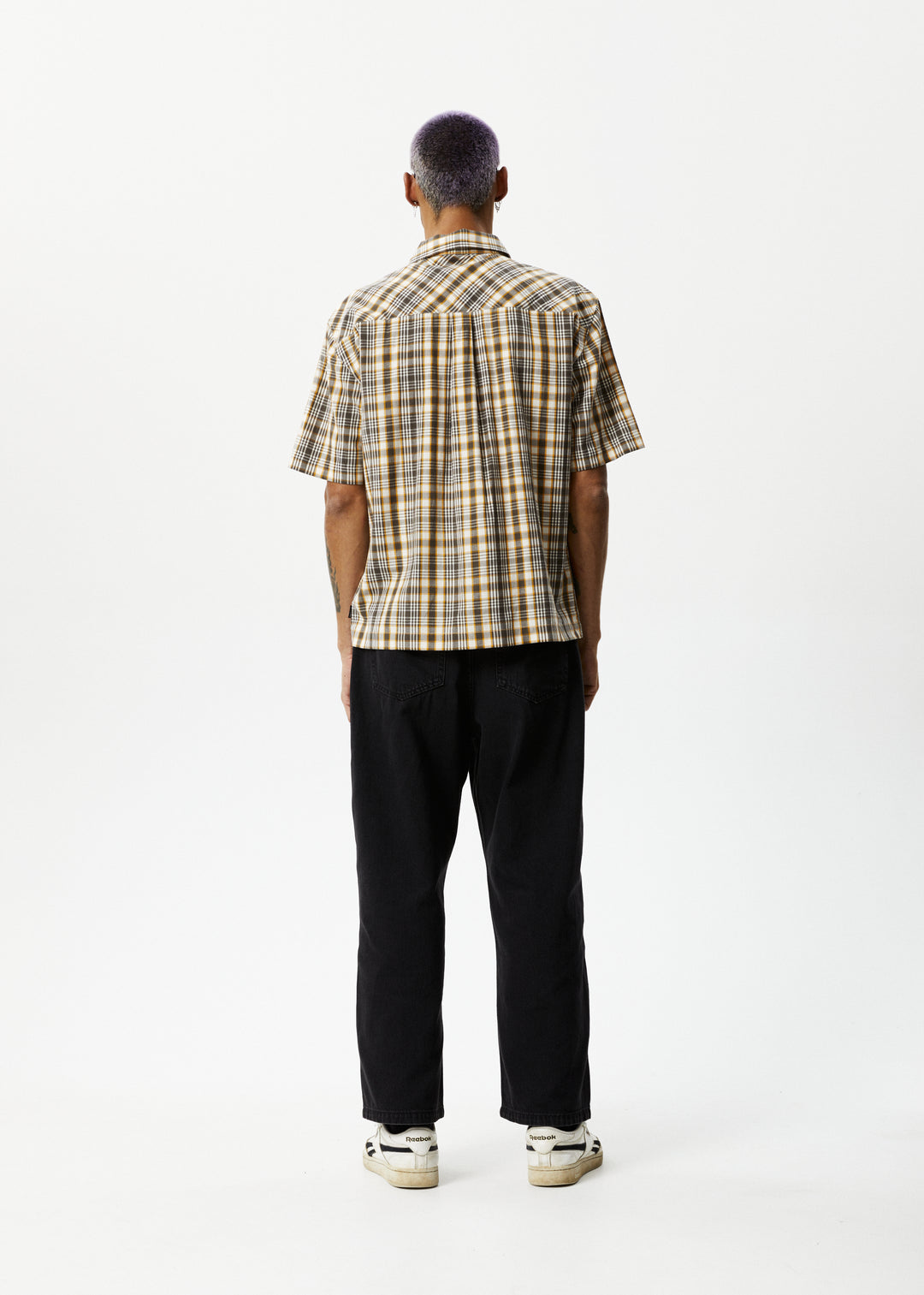 AFENDS Mens Check Out - Short Sleeve Shirt - Moonbeam Check 