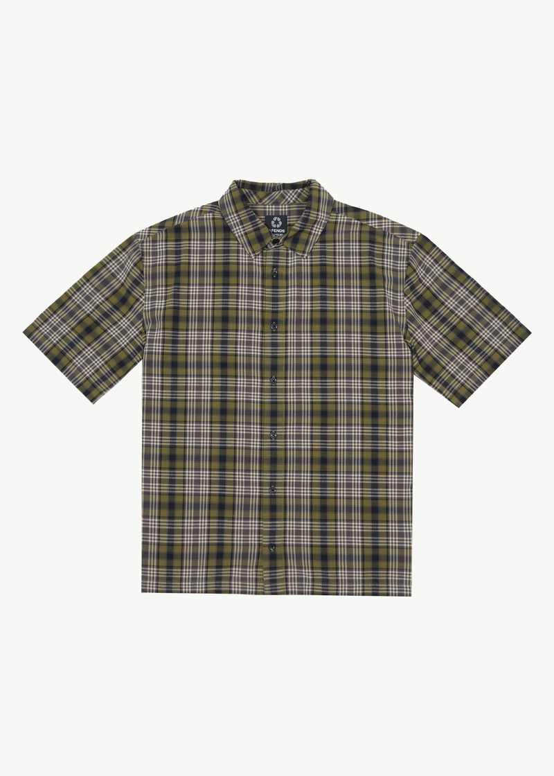 Afends Mens Check Out -  Short Sleeve Shirt - Military Check