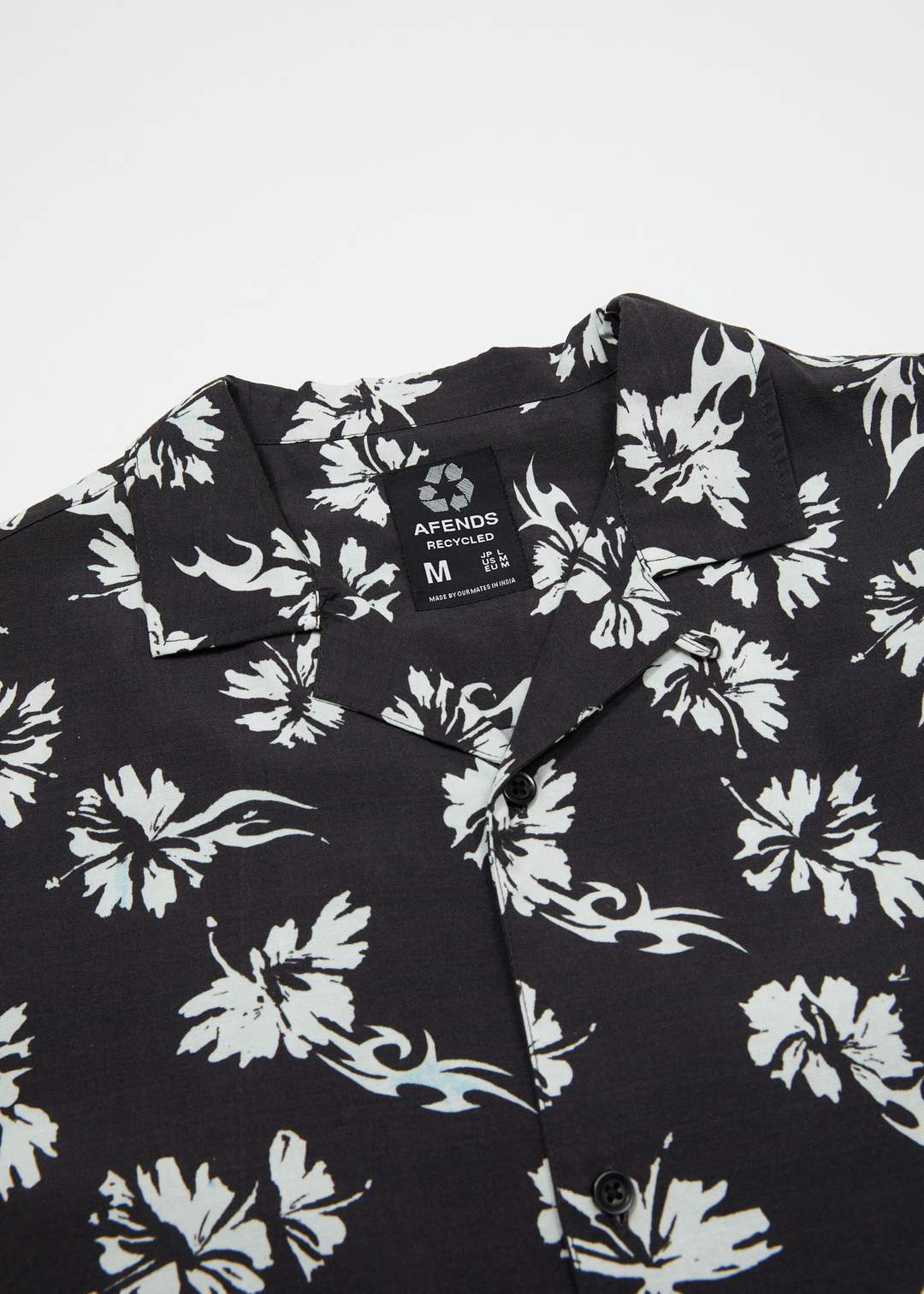 AFENDS Mens Hibiscus - Cuban Shirt - Black 