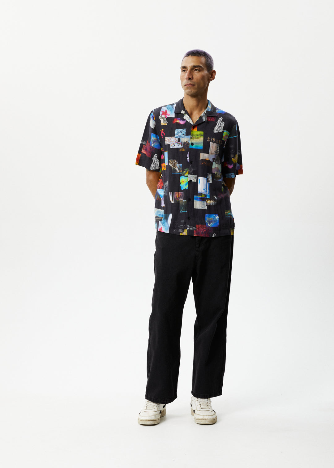 AFENDS Mens Under Pressure - Cuban Shirt - Black 