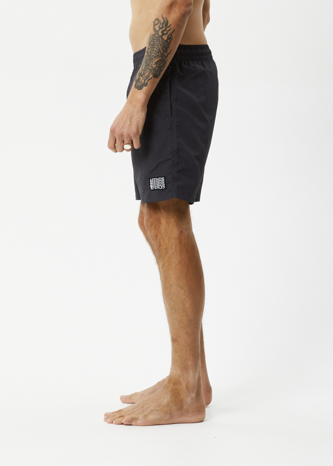 AFENDS Mens Collage - Swim Short 18" - Charcoal 