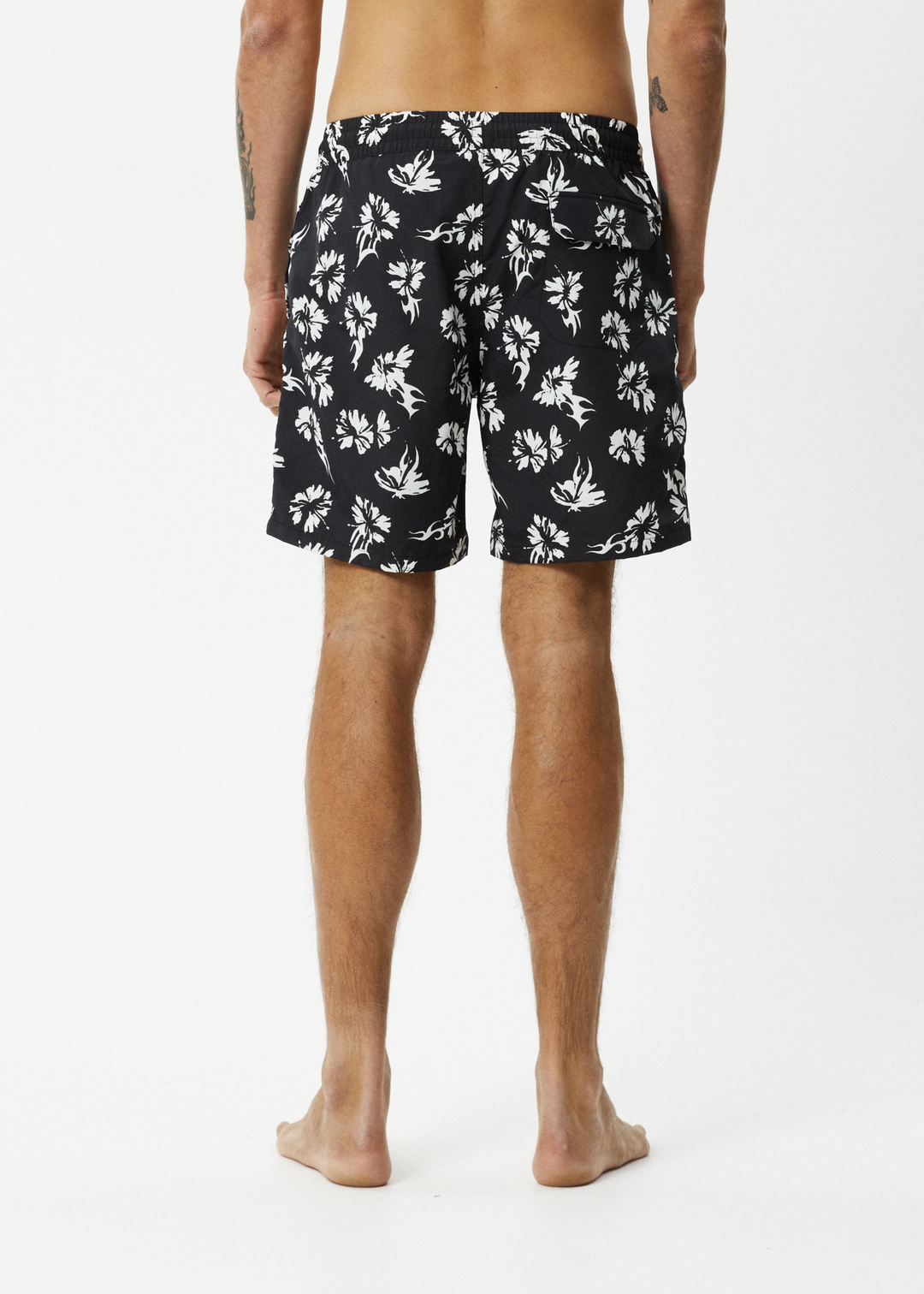 AFENDS Mens Hibiscus - Swim Short 18" - Black 