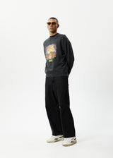 Afends Mens Holiday -  Crew Neck Jumper- Stone Black - Afends mens holiday    crew neck jumper  stone black 