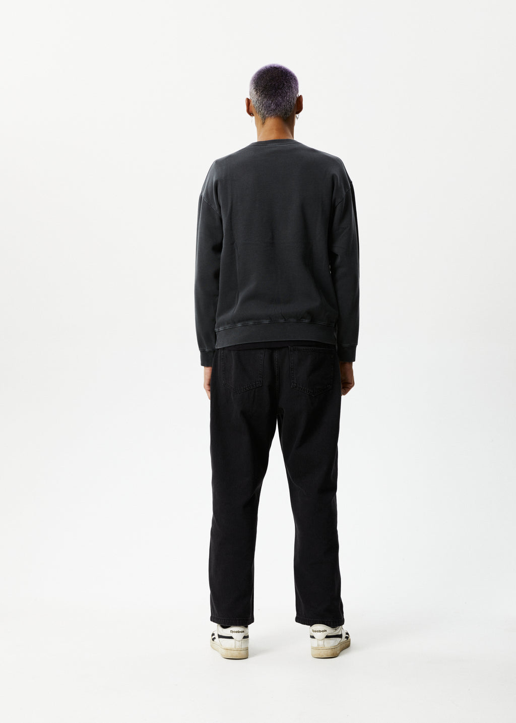 AFENDS Mens Holiday - Crew Neck Jumper - Stone Black