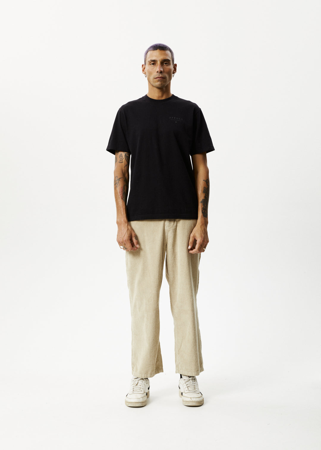 AFENDS Mens Pablo - Corduroy Baggy Pants - Dark Ecru 