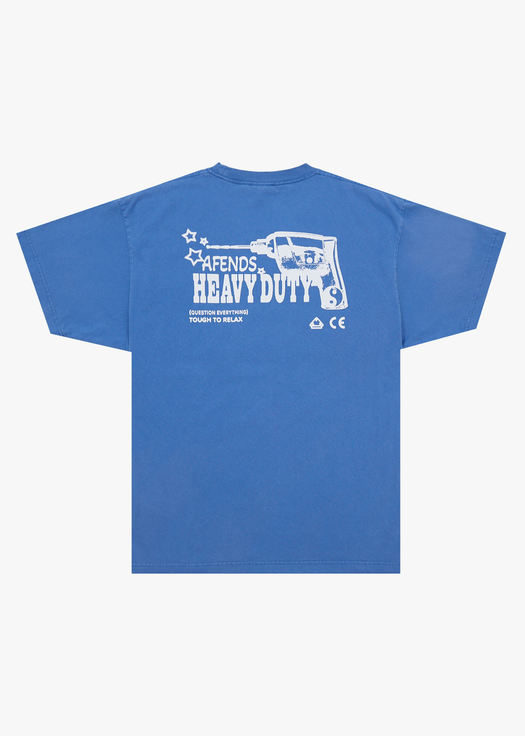 AFENDS Mens Heavy Duty - Heavyweight Boxy Tee - Washed Marina