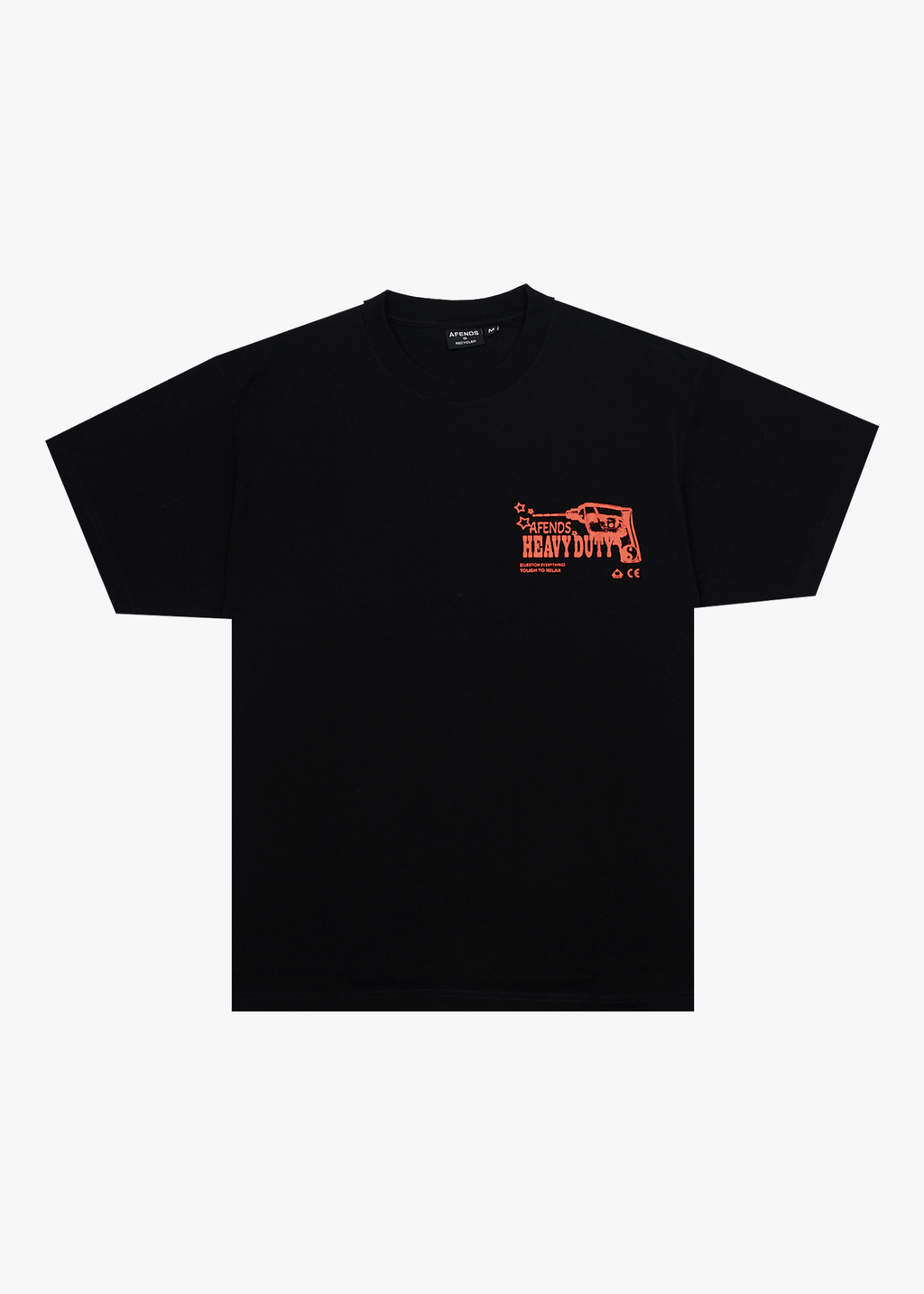 AFENDS Mens Heavy Duty - Heavyweight Boxy Tee - Black