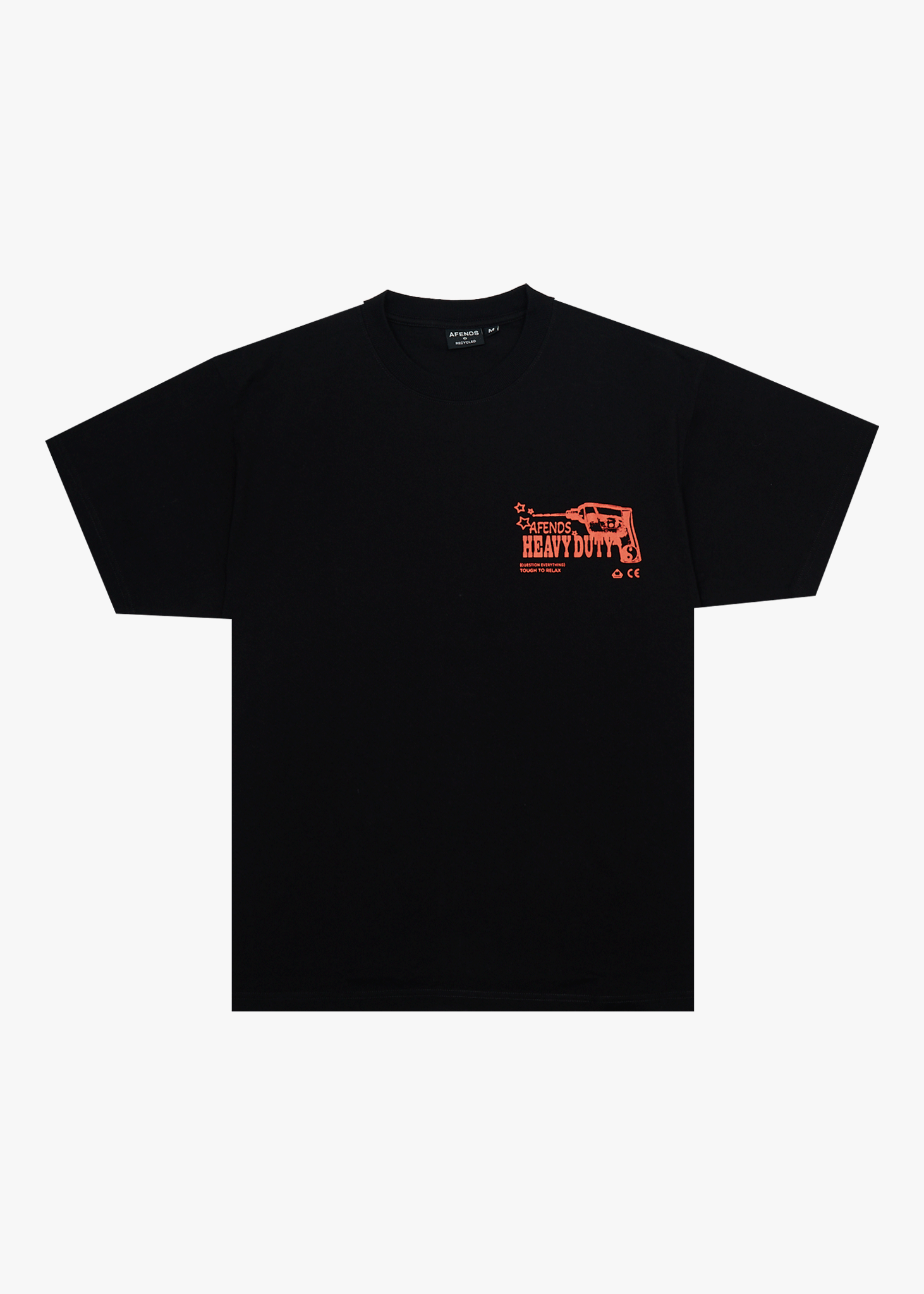 AFENDS Mens Heavy Duty - Heavyweight Boxy Tee - Black