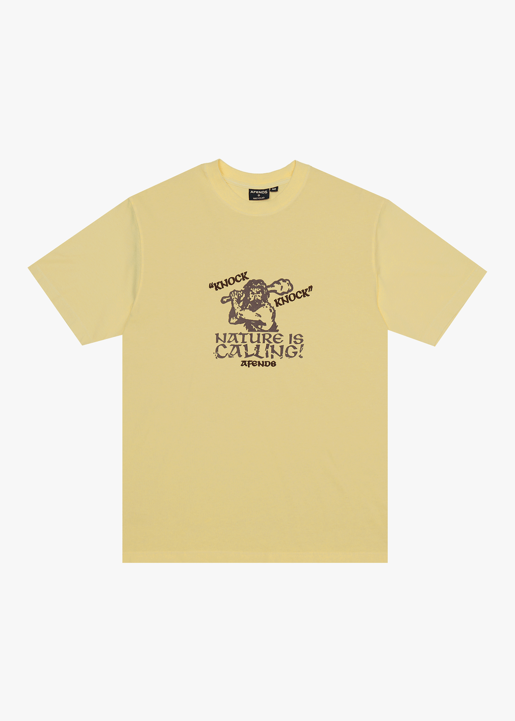 AFENDS Mens Knock Knock - Retro Tee - Washed Lemon