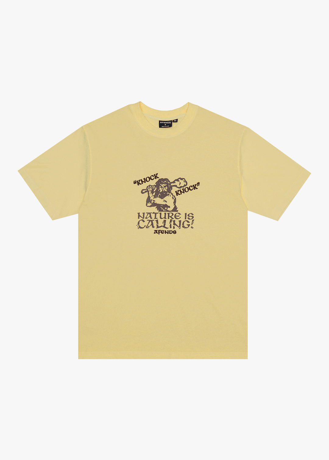 AFENDS Mens Knock Knock - Retro Tee - Washed Lemon