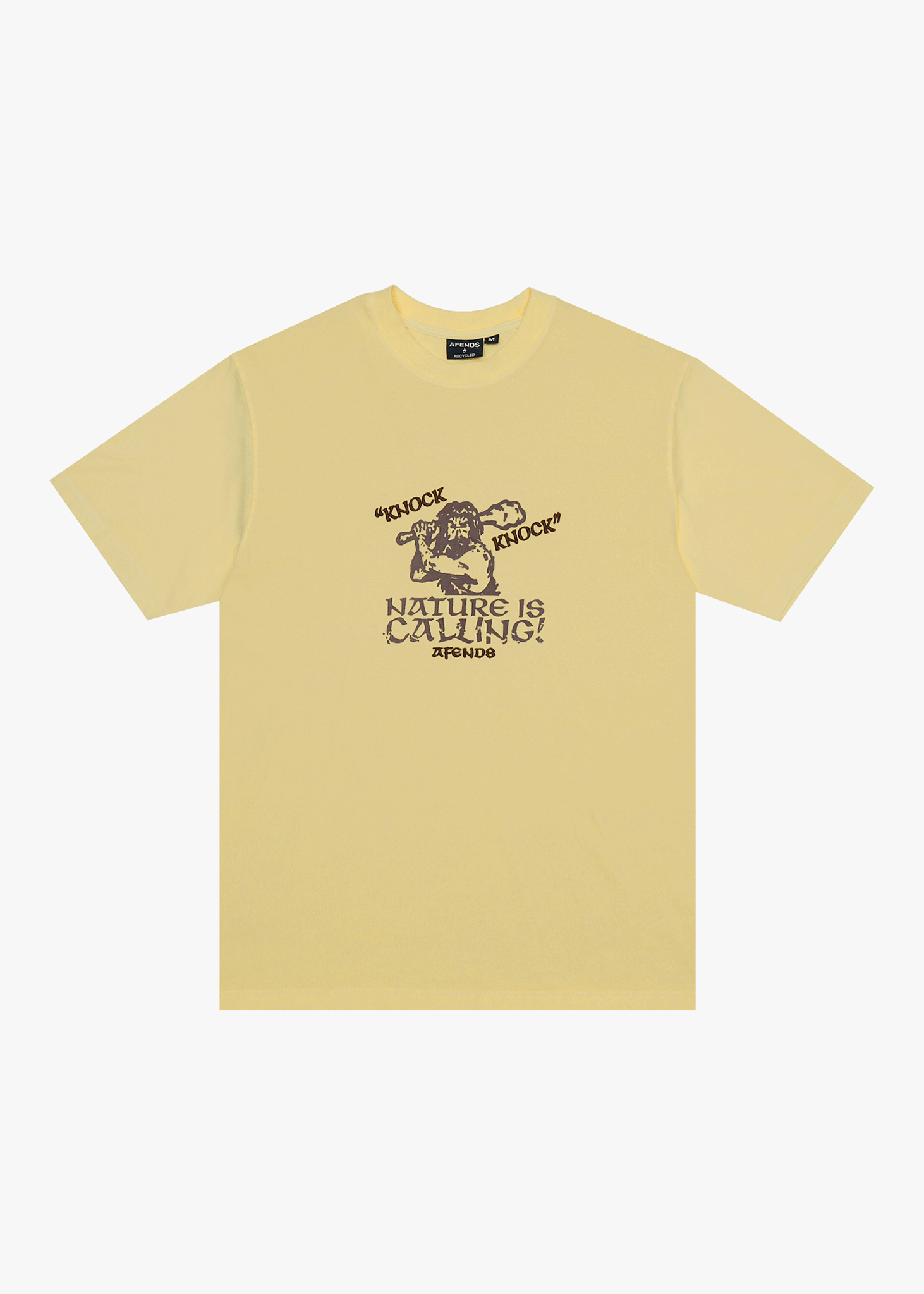 AFENDS Mens Knock Knock - Retro Tee - Washed Lemon